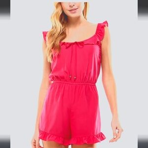 Red Ruffle Sleeveless Romper
